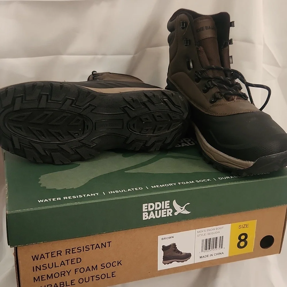 Eddie Bauer Brown Rain & Snow Boots with Water-Resistant Design
